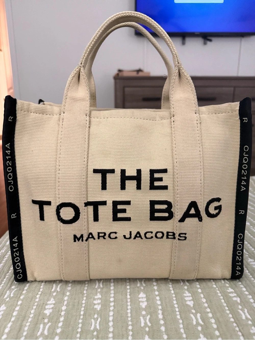 Marc Jacobs Beige Canvas 'The Tote Bag' with Black Accents